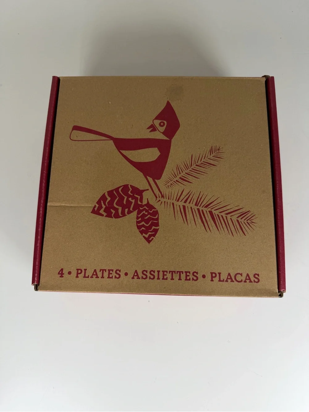 Set of 4 Crate and Barrel “Marin - Winter Birds” Salad Plates 8 1/4”